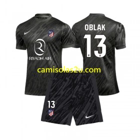 Camisolas de futebol Atlético Madrid Jan Oblak 13 Guarda Redes Criança Equipamento Principal 2024/25 Manga Curta